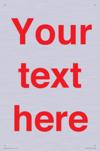 Custom blank information sign. Red text, plain background